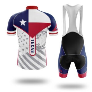 Texas Flag Cycling Kit, Cycling Custom Your Name Jersey and Bib Short - Short Sleeve Cycling Jersey Kit-White