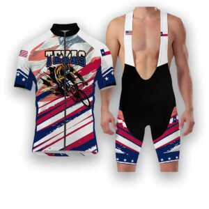 Texas States Cycling Jersey, USA Flag Men Women Jersey Full Kit - Short Sleeve Cycling Jersey Kit-White