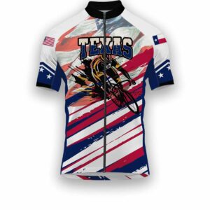 Texas States Cycling Jersey, USA Flag Men Women Jersey Full Kit - Short Sleeve Cycling Jersey-White
