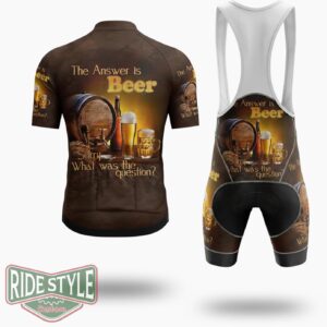 The Answer Is Beer Sorry What Was The Question Cycling Jersey Outfit - Short Sleeve Cycling Jersey Kit-White
