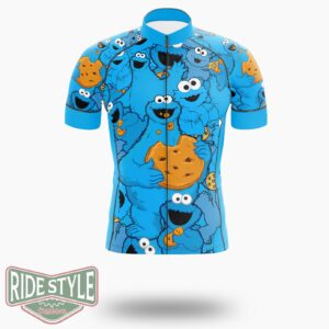 The Cookie Monster Blue Cycling Jersey Kit - Short Sleeve Cycling Jersey-White