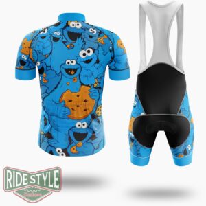 The Cookie Monster Blue Cycling Jersey Kit - Short Sleeve Cycling Jersey Kit-White