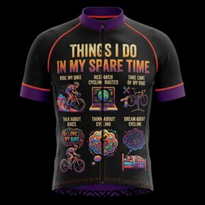 Things I Do In My Spare Time Funny Cycling Jersey, Cycling Bicycle Shirt - Men's Short Sleeve Jersey - S