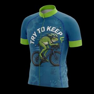 Try To Keep Up Funny Frog Biker Cycling Jersey, Cycling Bicycle Shirt, Cycling Bib Short 2