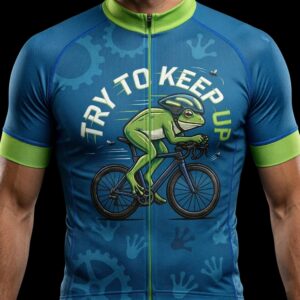 Try To Keep Up Funny Frog Biker Cycling Jersey, Cycling Bicycle Shirt, Cycling Bib Short 3