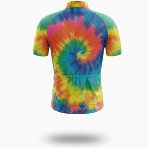 Tye Die Peace Love Ride Men's Colorful Cycling Jersey - Short Sleeve Cycling Jersey-White