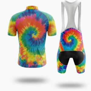 Tye Die Peace Love Ride Men's Colorful Cycling Jersey - Short Sleeve Cycling Jersey Kit-White