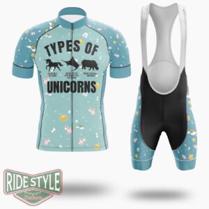 Types Of Unicorns Cycling Jersey Kit, Bicycle Clothing - Short Sleeve Cycling Jersey Kit-White