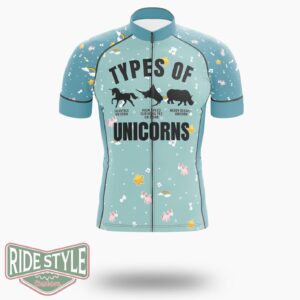 Types Of Unicorns Cycling Jersey Kit, Bicycle Clothing - Short Sleeve Cycling Jersey-White