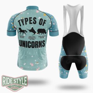 Types Of Unicorns Cycling Jersey Kit, Bicycle Clothing - Short Sleeve Cycling Jersey Kit-White