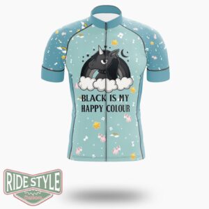 Unicorn Black Is My Happy Colour Cycling Jersey Kit, Bicycle Clothing - Short Sleeve Cycling Jersey-White