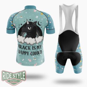 Unicorn Black Is My Happy Colour Cycling Jersey Kit, Bicycle Clothing - Short Sleeve Cycling Jersey Kit-White