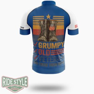 Unique Grumpy Old Veteran Cycling Jersey - Short Sleeve Cycling Jersey-White