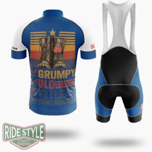 Unique Grumpy Old Veteran Cycling Jersey - Short Sleeve Cycling Jersey Kit-White