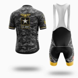 US Army Black Camo Cycling Jersey, Cycling Full Kit - Short Sleeve Cycling Jersey Kit-White