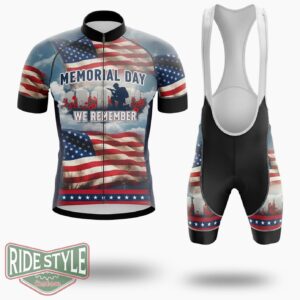 Us Flag Memorial Day Cycling Jersey Kit - Short Sleeve Cycling Jersey Kit-White
