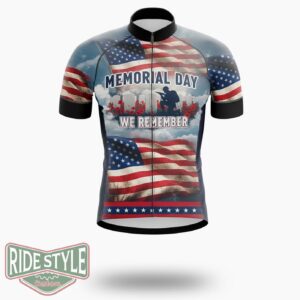 Us Flag Memorial Day Cycling Jersey Kit - Short Sleeve Cycling Jersey-White