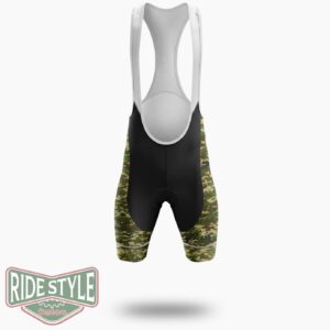 Us Veteran Flag Green Camo Cycling Jersey Kit - Bib Shorts-White