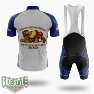 Usa 250th Anniversary Shirts For Men Celebrate 250th Anniversary Of America Patriotic Veteran Cycling Jersey Kit - Short Sleeve Cycling Jersey Kit-White