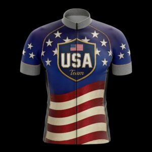 USA Team Cycling Jersey, Cycling Bicycle Shirt, Bib Short - Men's Short Sleeve Jersey - S