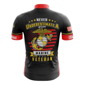 USMC Marine Corps Cycling Jersey - Never Underestimate A Marine Veteran Jersey & Bib Shorts