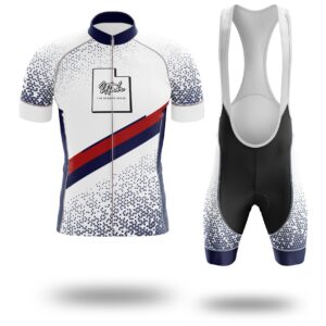 Utah Cycling Jersey, Utah Map Cycling Jersey - Short Sleeve Cycling Jersey Kit-White