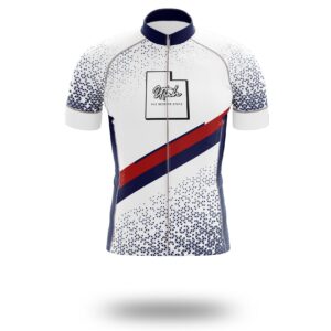 Utah Cycling Jersey, Utah Map Cycling Jersey - Short Sleeve Cycling Jersey-White
