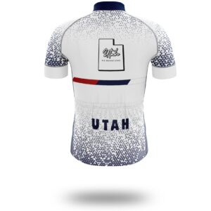 Utah Cycling Jersey, Utah Map Cycling Jersey - Short Sleeve Cycling Jersey-White