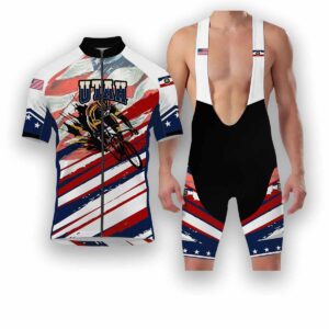 Utah States Cycling Jersey, USA Flag Men Women Jersey Full Kit - Short Sleeve Cycling Jersey Kit-White