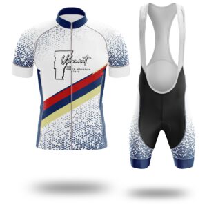 Vermont Cycling Jersey, Vermont Map Cycling Jersey - Short Sleeve Cycling Jersey Kit-White