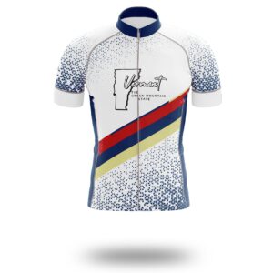 Vermont Cycling Jersey, Vermont Map Cycling Jersey - Short Sleeve Cycling Jersey-White