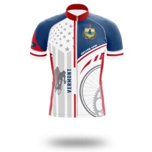 Vermont Flag Cycling Kit, Cycling Custom Your Name Jersey and Bib Short - Short Sleeve Cycling Jersey-White