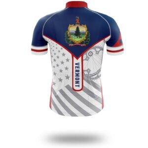Vermont Flag Cycling Kit, Cycling Custom Your Name Jersey and Bib Short - Short Sleeve Cycling Jersey-White