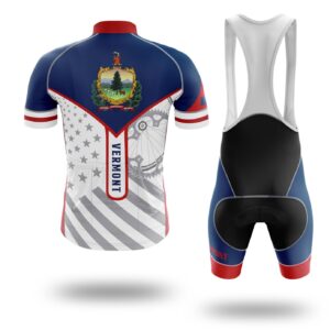 Vermont Flag Cycling Kit, Cycling Custom Your Name Jersey and Bib Short - Short Sleeve Cycling Jersey Kit-White