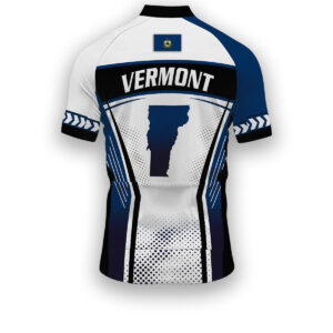 Vermont States Cycling Jersey, Maps Haftone Vintage Pattern Men Women Jersey Full Kit - Short Sleeve Cycling Jersey-White