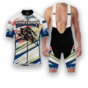 Vermont States Cycling Jersey, USA Flag Men Women Jersey Full Kit - Short Sleeve Cycling Jersey Kit-White