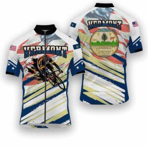 Vermont States Cycling Jersey, USA Flag Men Women Jersey Full Kit - Short Sleeve Cycling Jersey-White