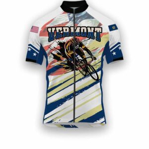 Vermont States Cycling Jersey, USA Flag Men Women Jersey Full Kit - Short Sleeve Cycling Jersey-White