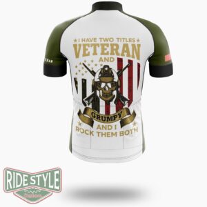 Veteran & Grumpy Military Pride Cycling Jersey - Short Sleeve Cycling Jersey-White