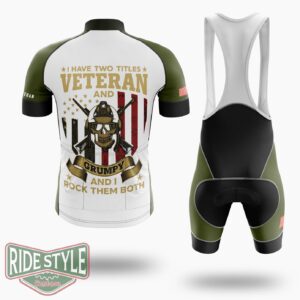 Veteran & Grumpy Military Pride Cycling Jersey - Short Sleeve Cycling Jersey Kit-White