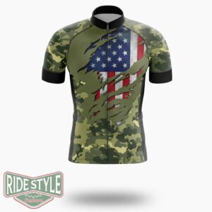 Veteran Us Military Pride American Flag Vintage Cycling Jersey Kit - Short Sleeve Cycling Jersey-White