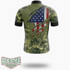 Veteran Us Military Pride American Flag Vintage Cycling Jersey Kit - Short Sleeve Cycling Jersey-White