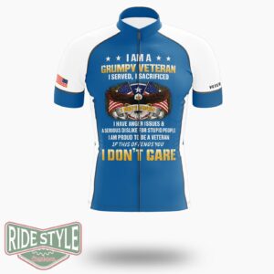 Veterans Day I Am A Grumpy Old Veteran Classic Cycling Jersey - Short Sleeve Cycling Jersey-White