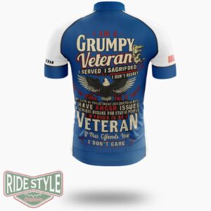 Veterans Day I Am A Grumpy Old Veteran Oversized Cycling Jersey - Short Sleeve Cycling Jersey-White