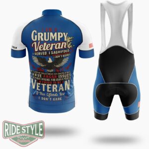 Veterans Day I Am A Grumpy Old Veteran Oversized Cycling Jersey - Short Sleeve Cycling Jersey Kit-White