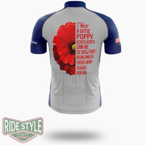 Veterans Day Lest We Forget Red Poppy Flower Usa Memorial Cycling Jersey Kit - Short Sleeve Cycling Jersey-White
