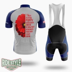 Veterans Day Lest We Forget Red Poppy Flower Usa Memorial Cycling Jersey Kit - Short Sleeve Cycling Jersey Kit-White