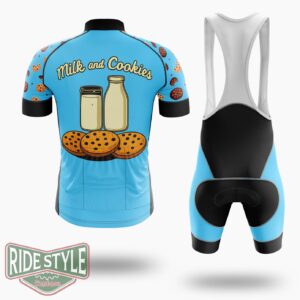 Vintage And Cookies Blue Chocolate Chip Cycling Jersey Kit, Bicycle Clothing - Short Sleeve Cycling Jersey Kit-White