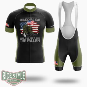 Vintage Memorial Day Veteran Cycling Jersey Kit - Short Sleeve Cycling Jersey Kit-White