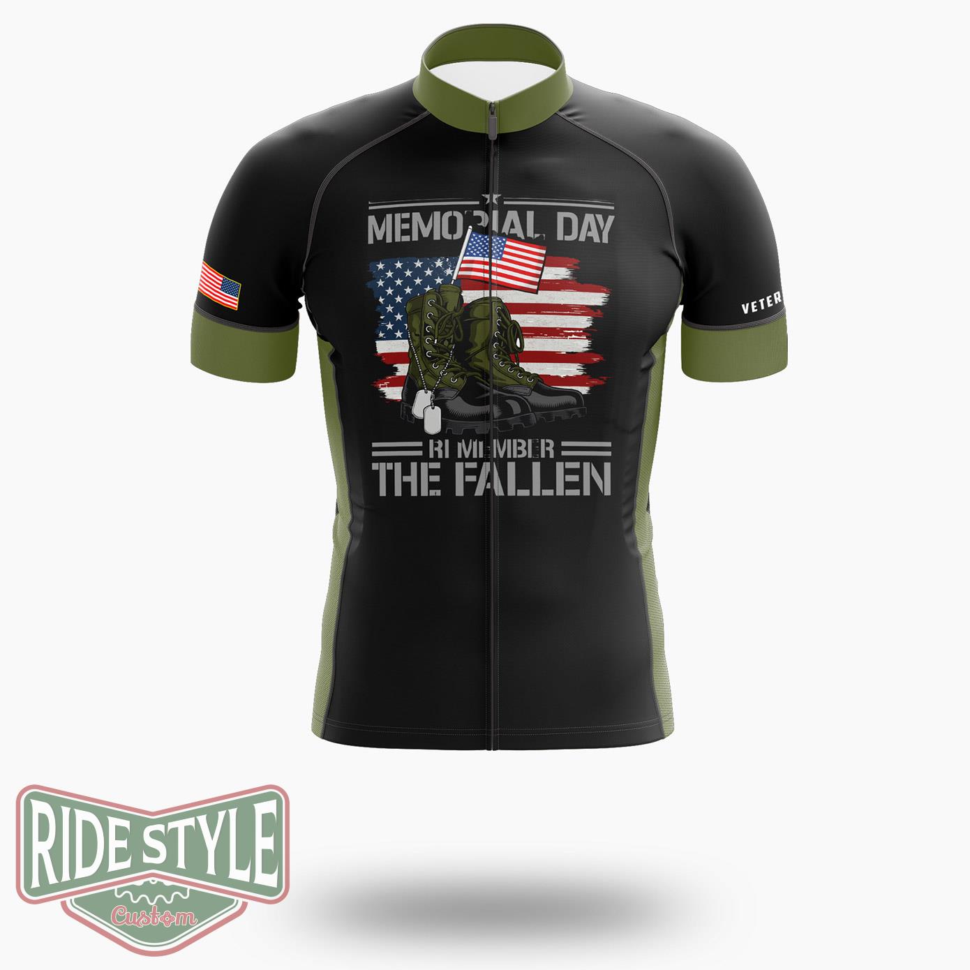 Vintage Memorial Day Veteran Cycling Jersey Kit - Short Sleeve Cycling Jersey-White